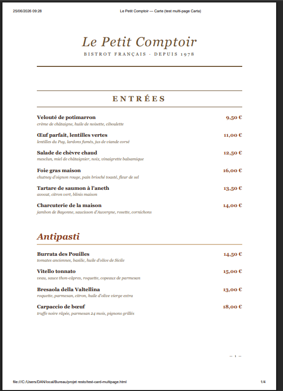 Carte de test — page 1