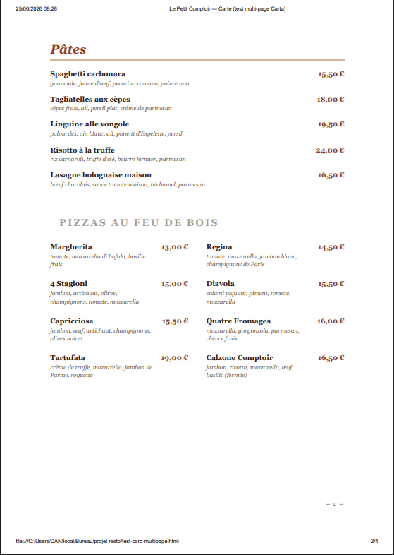 Carte de test — page 2